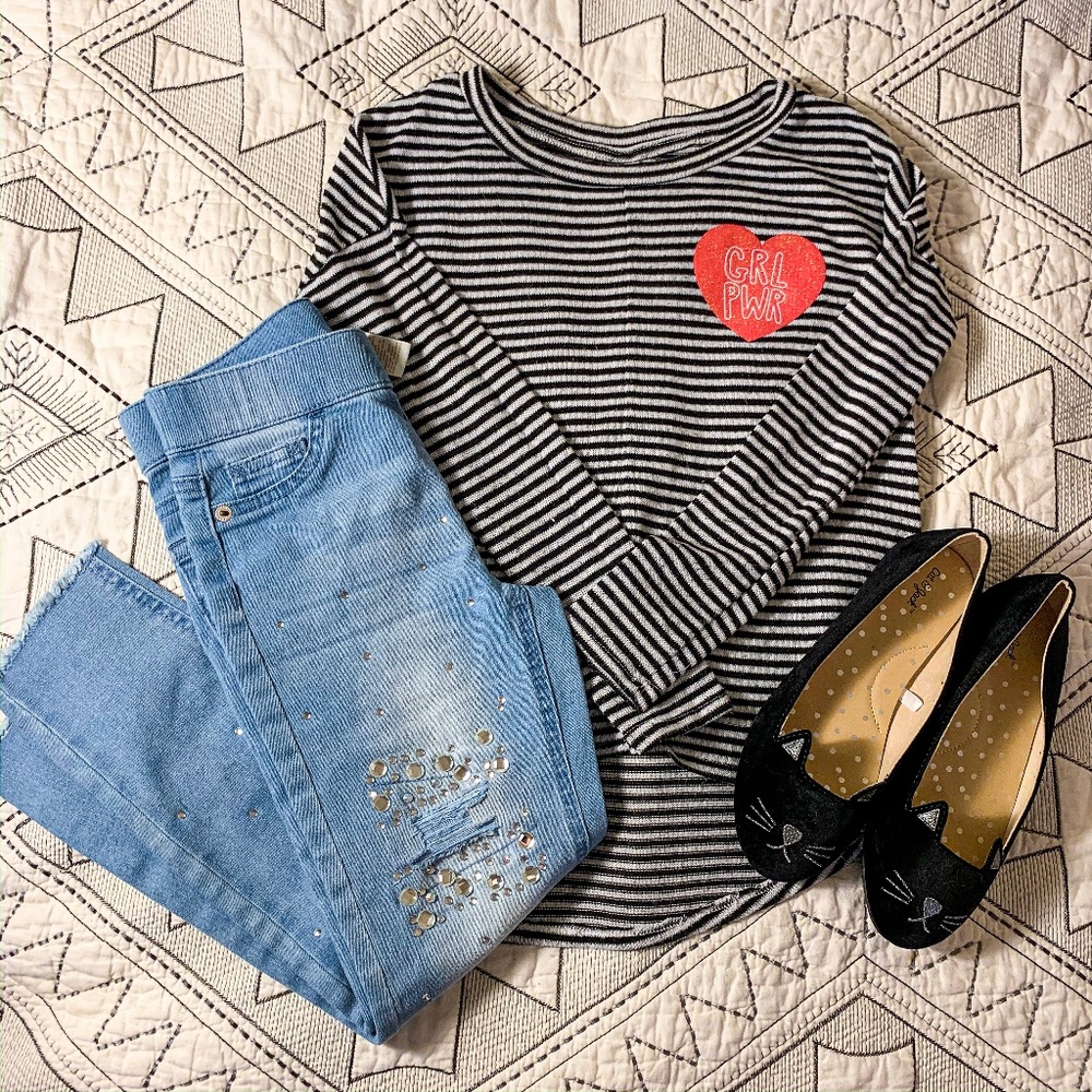KIDS! Girl Power Striped Sweater